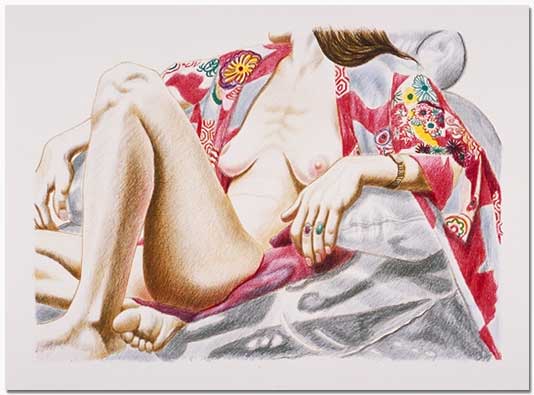 Model in Kimono on Plastic Chair