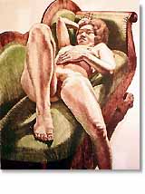 Reclining Nude on Green Couch